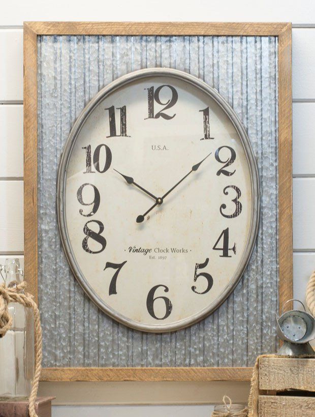 Pine Framed Iron Clock