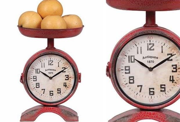 Red Double Sided Scale Clock - From Antiquefarmhouse.com - www.antiquefarmho...