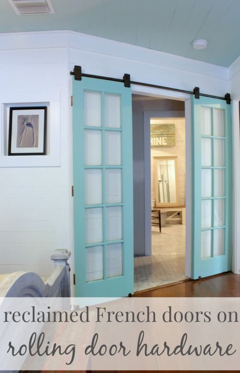 upcycling idea - reclaimed french doors on rolling door hardware