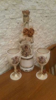 Image result for how to fabric decoupage wine bottle