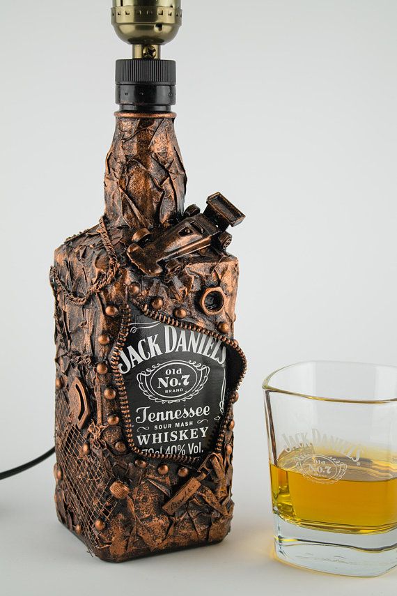 Jack Daniels Bottle lamp, Gift for Him, Whiskey Liquor Bottle lamp, Auto moto lamp, Man cave, Gift f