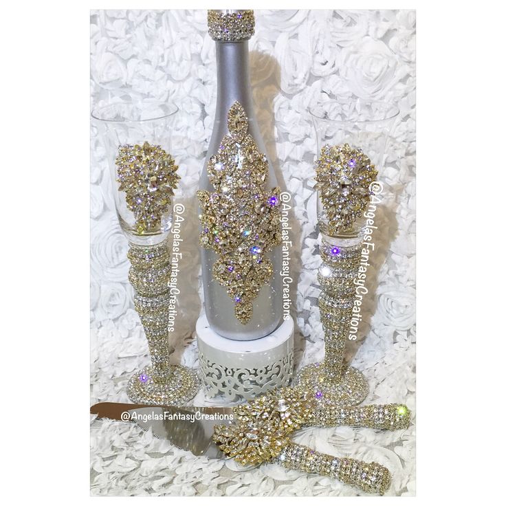 Our popular set. Crystallized champagne bottle we call memory bottle, champagne ...