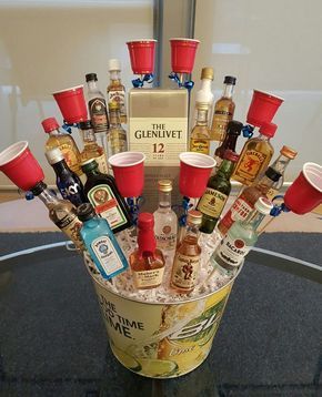 The liquor bouquet we made for a 21st birthday present!