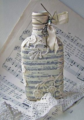 garrafa decorada com papel