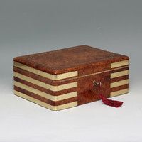 Early Victorian Brassbound Burr Walnut Radial Edged Jewellery Box
