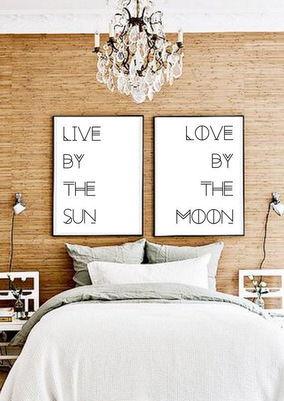 Cute set of prints for a Boho bedroom.  Live by the sun.  Love by the moon.
