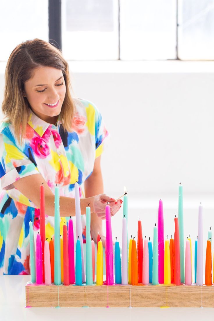 A perfectly colorful rainbow DIY taper candle holder for parties and entertainin...