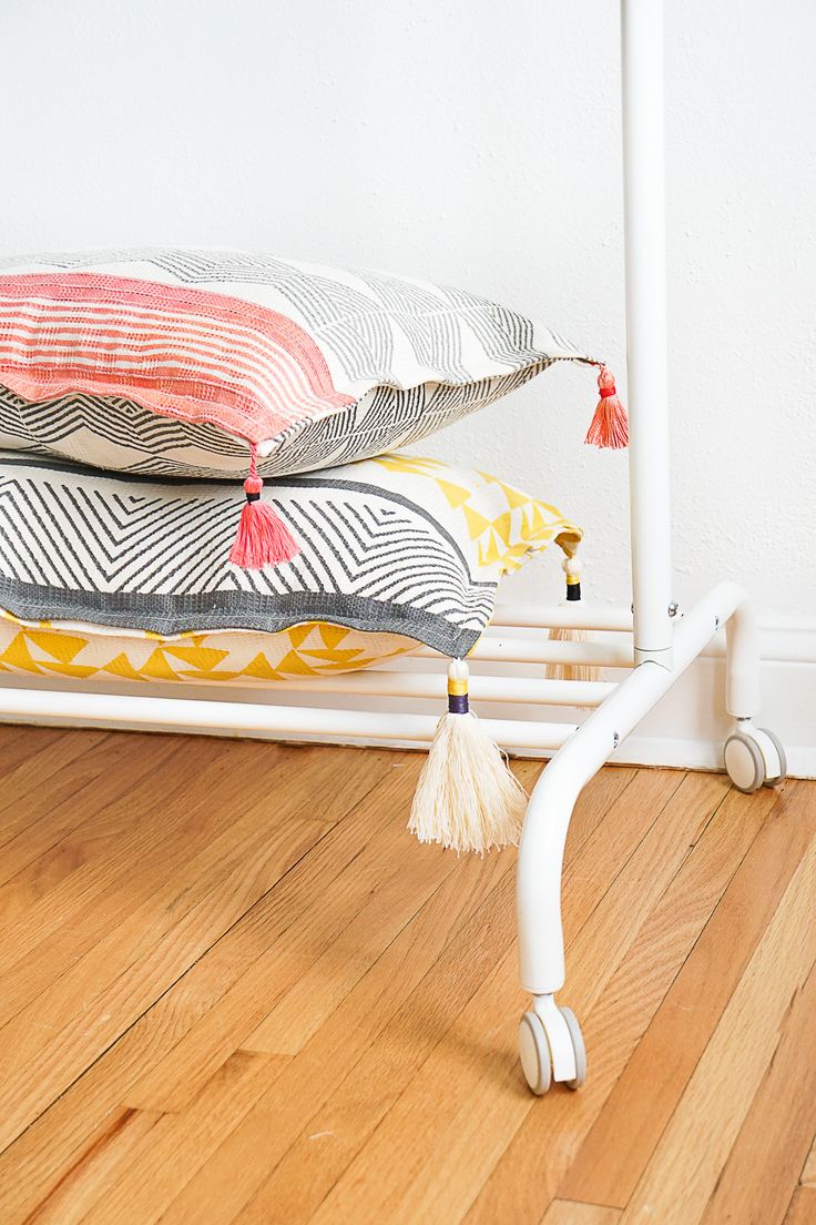 DIY Tasseled Throw Pillows by Ashley Rose of Sugar & Cloth, a top lifestyle blog...