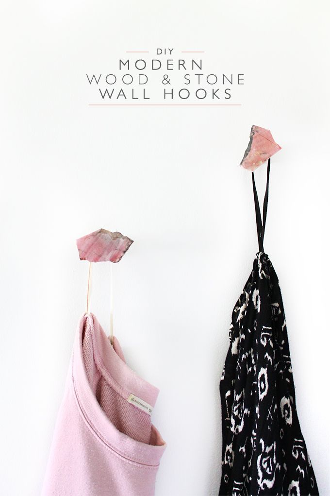 Make these modern wood and stone wall hooks with just four simple materials! | S...