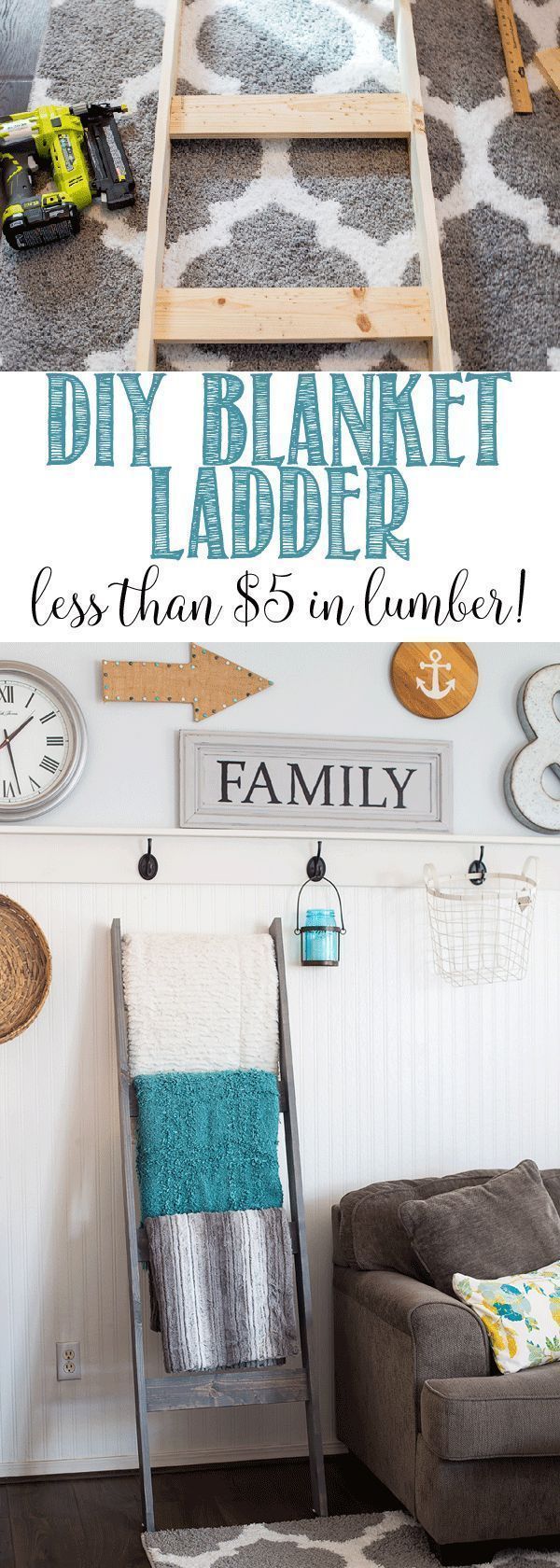 DIY Blanket Ladder for less than $5 in lumber!!!!  Great step by step tutorial s...