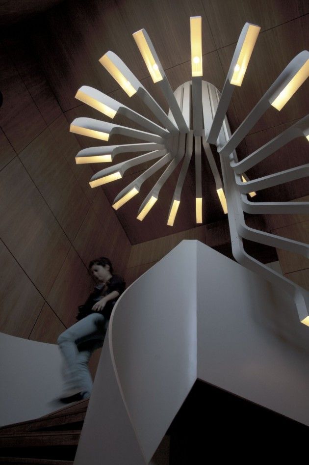 .PSLAB have created custom lighting for the spiral staircase in a home in Beirut...