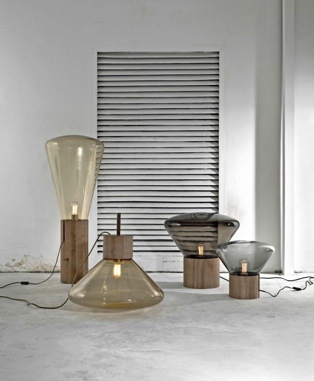 These wood and glass lamps named 'Muffin Lamps', have been designed by D...