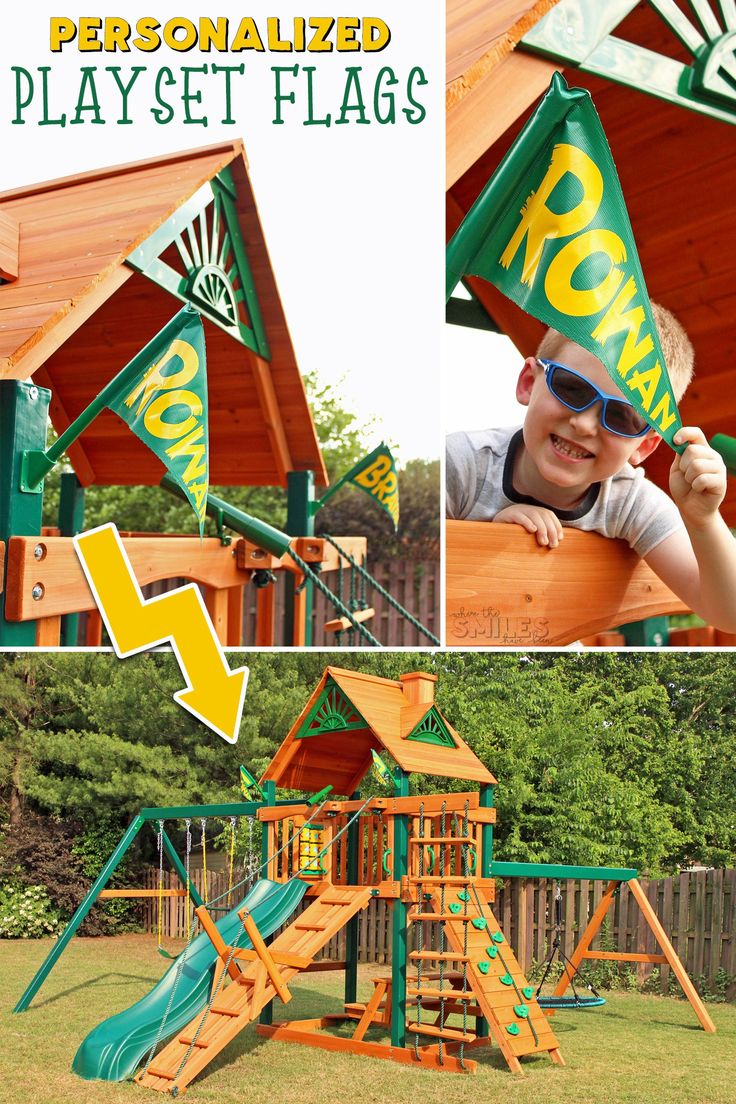 DIY Personalized Flags for a Backyard Playset | Where The Smiles Have Been #play...