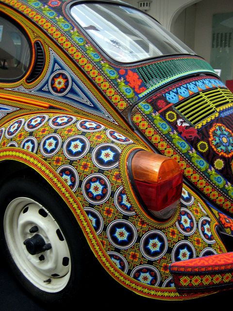 Huichol-style beaded VW beetle