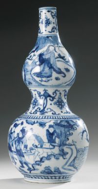 A BLUE AND WHITE DOUBLE-GOURD VASE MING DYNASTY, JIAJING PERIOD - Sotheby's