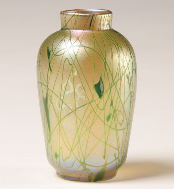 Rare Steuben Aurene Gold Millefiori Glass Vase