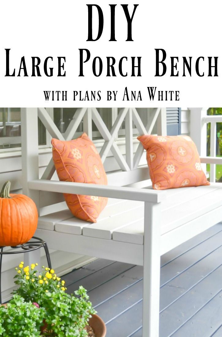 This DIY front porch bench is not only beautiful, but it is huge! Perfect for la...