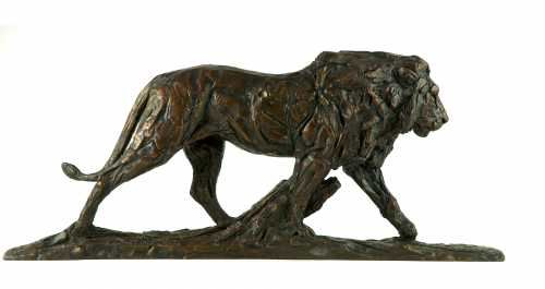 #Bronze #sculpture by #sculptor David Mayer titled: 'Lion (Little Striding Bronz...