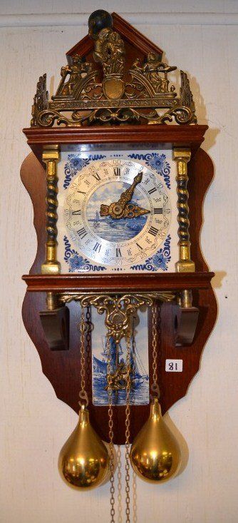 Dutch Delft & Brass Wall Clock : Lot 81