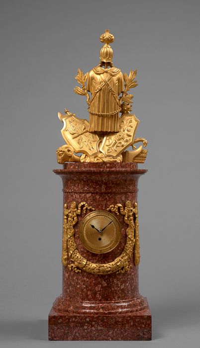 Very Important Chimney Mantle Clock made of swedish porphyry & ormolu. Empire pe...