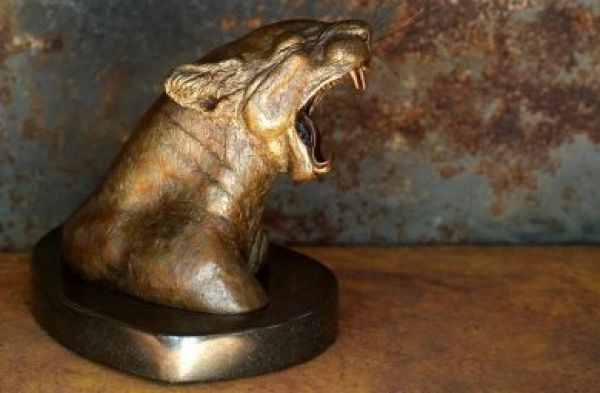 #Bronze #sculpture by #sculptor Michael J Mawdsley titled: 'Naptime (Yawning Leo...