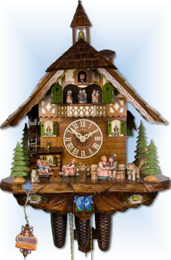 Chalet style 8 day Happy Family 21'' cuckoo clock by Adolf Herr