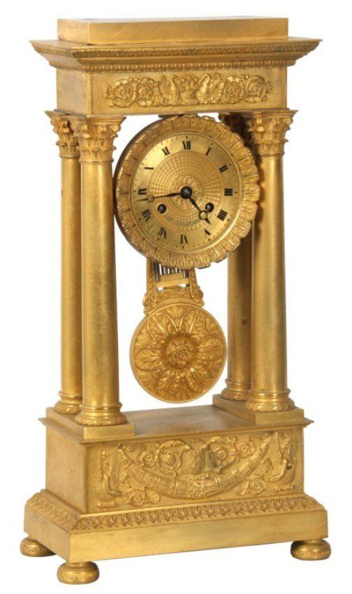 French Empire Bronze Portico Clock : Lot 16