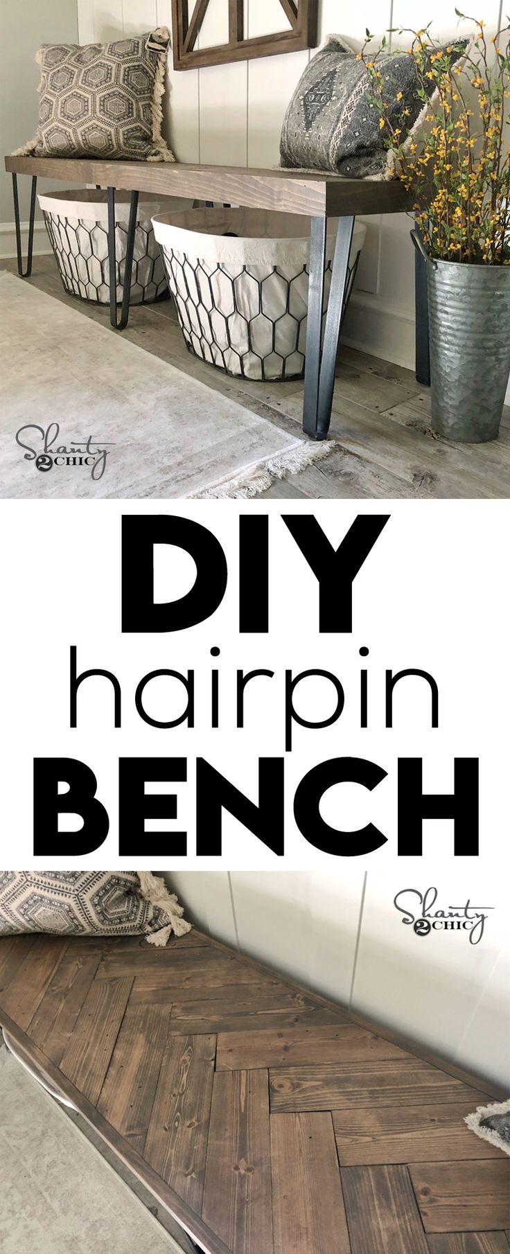DIY Beefy Hairpin Bench - Shanty 2 Chic