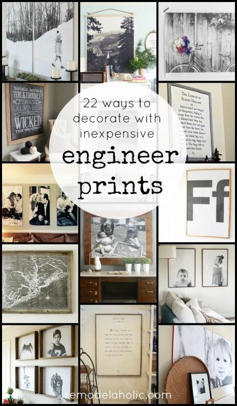 22 ways to decorate with inexpensive engineer prints. Cheap large black and whit...