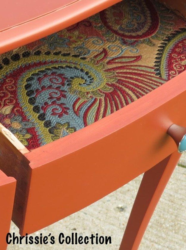 Line your drawers with vintage brocade or fabric. | 23 Totally Brilliant DIYs Ma...