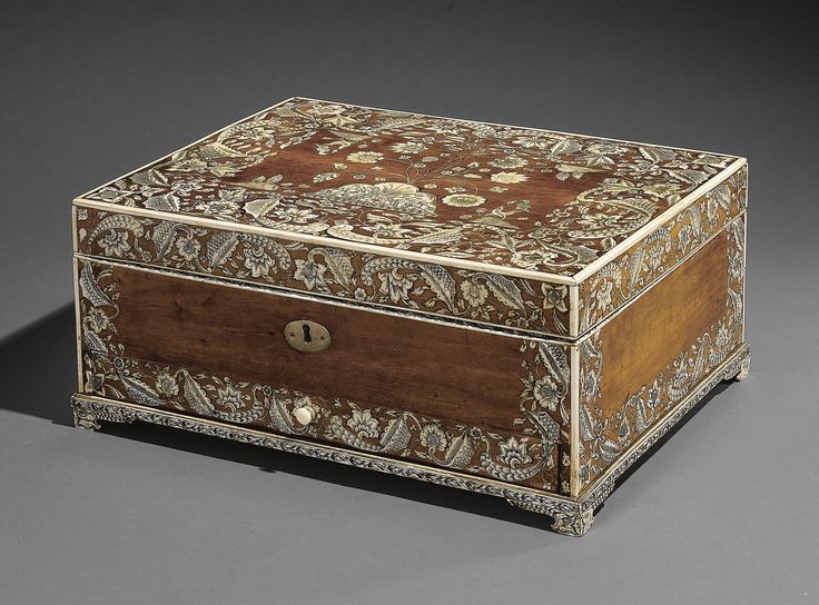 *AN IVORY-INLAID SANDLEWOOD BOUDOIR CHEST, INDIA, 18TH CENTURY