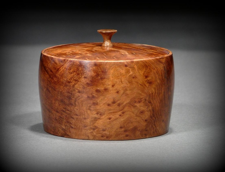 Redwood Burl treasure box with Mesquite pull, by New England woodturner Ray Asse...