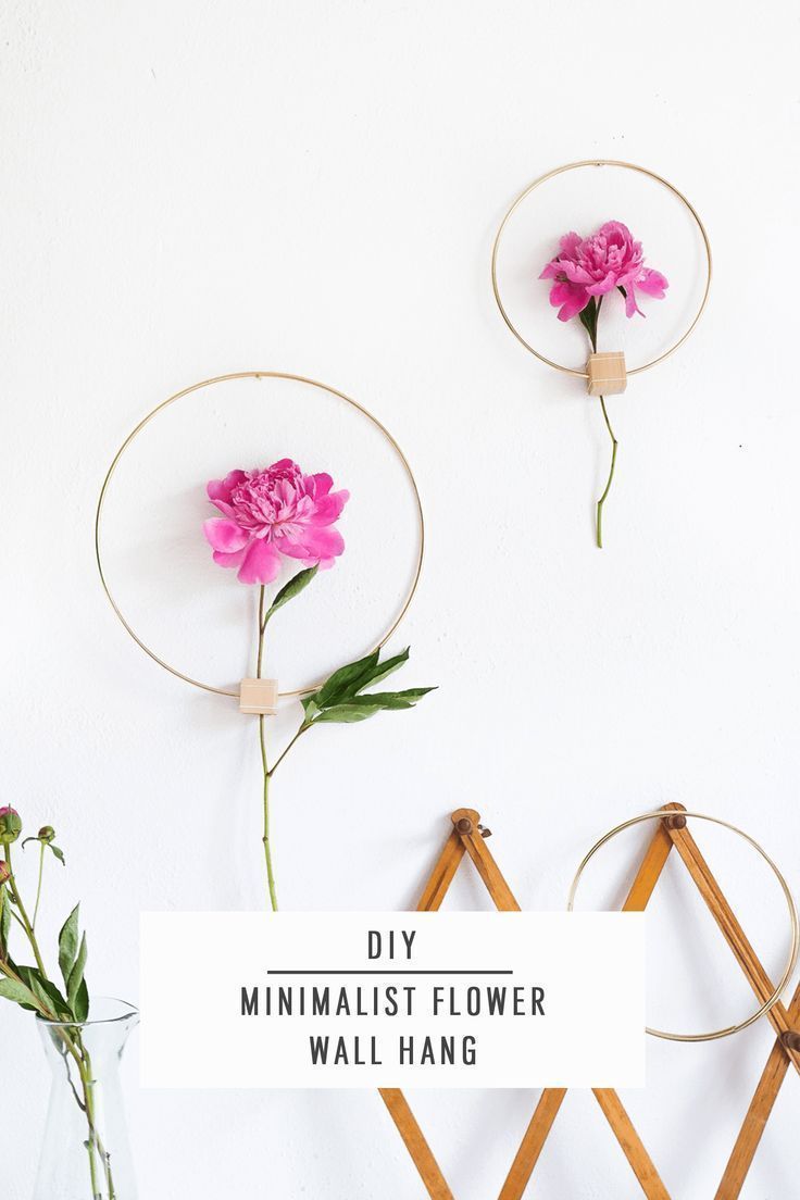 DIY Minimalist Flower Wall Hang by Ashley Rose of Sugar & Cloth, a top lifestyle...
