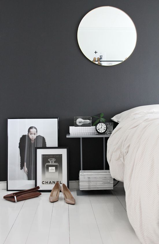 Lulu loves for my master bedroom if I was on the Block - charcoal wall contrasti...