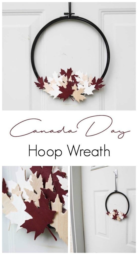 A beautiful modern hoop wreath for Canada Day! Using a simple embroidery hoop an...
