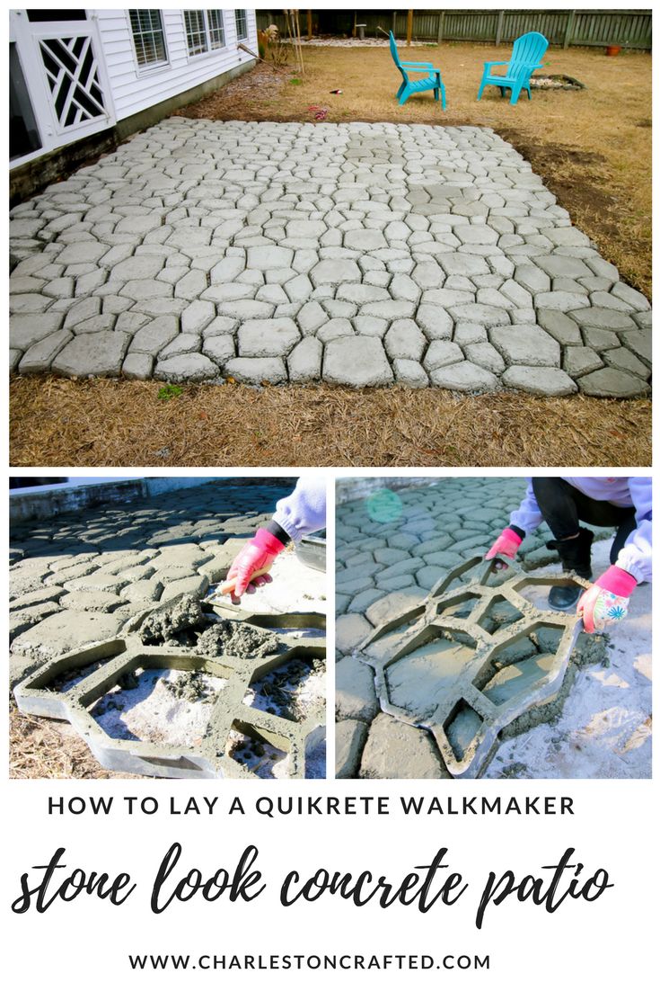 How to make a QUIKRETE WalkMaker stone look concrete patio via Charleston Crafte...