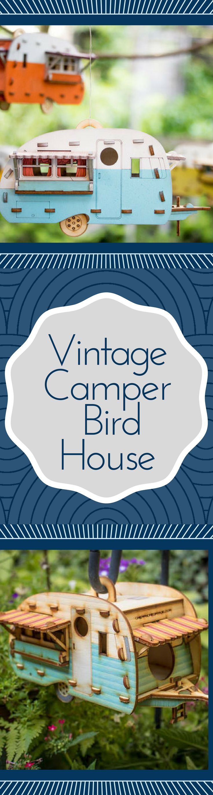 Vintage Camper Bird House. Scale model playset you can build and use! Bring back...