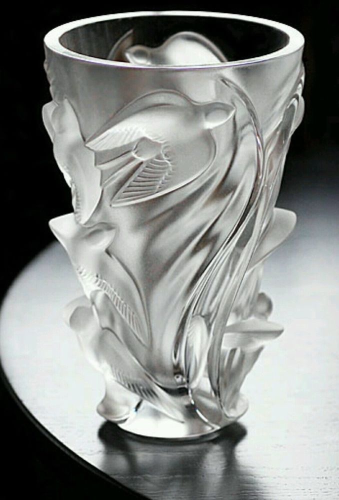 Lalique Martinets Art Glass Vase