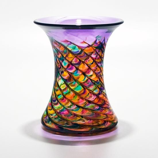 Optic Rib Cooling Tower Vase in Candy by Michael Trimpol and Monique LaJeunesse (Art Glass Vase)