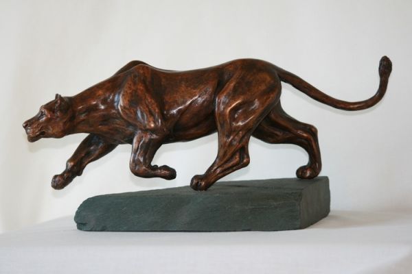 #Bronze #sculpture by #sculptor Mary Staffiere titled: 'Intent (Little Prowling ...