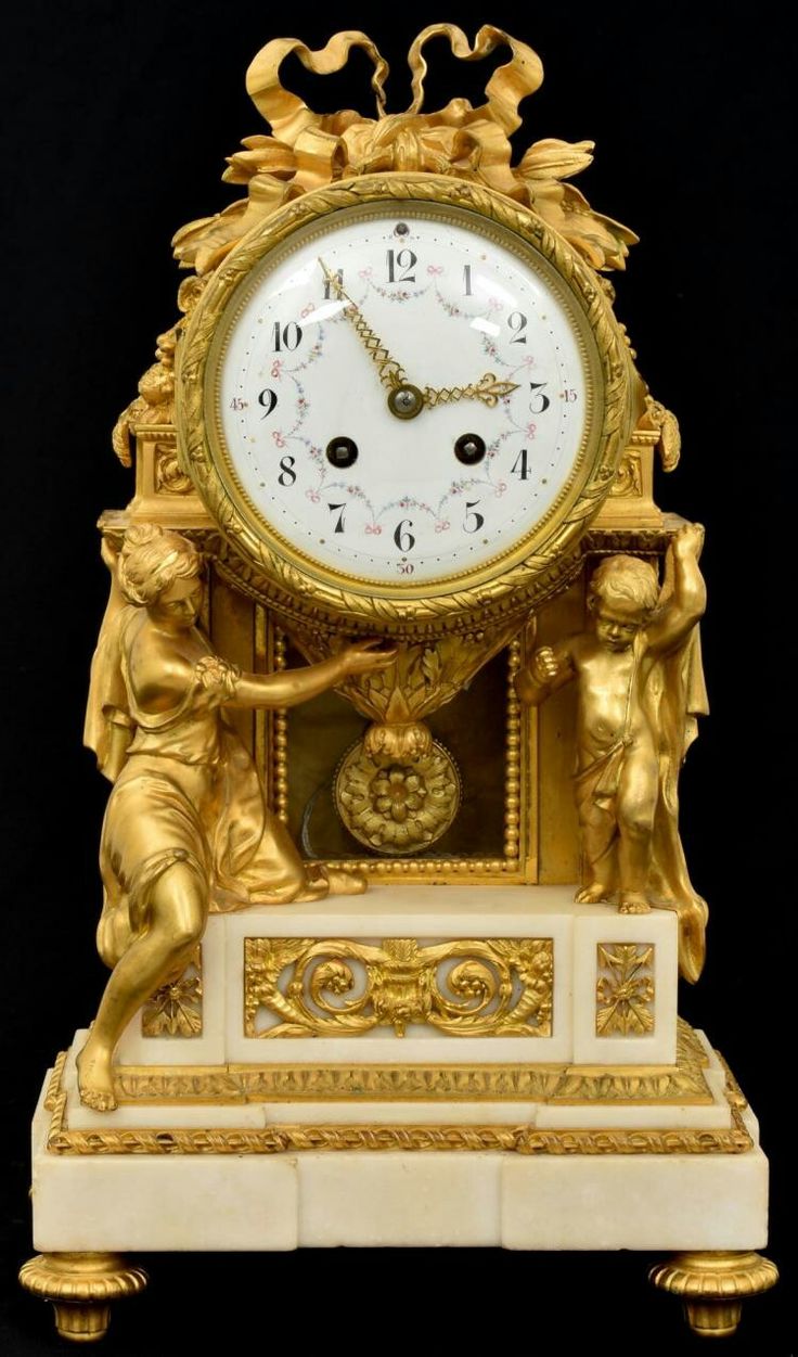 Exceptional French Marble & Bronze Mantle Clock. Bronze case with figure of a ro...