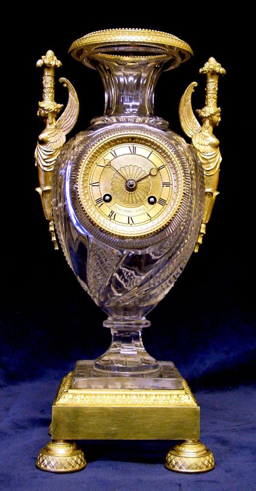 early 19th century lead crystal & ormolu urn clock