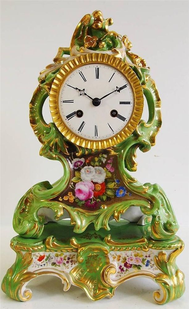 Antique clock â€“Early 19thc French Jacob Petite fine porcelain mantle cloc...