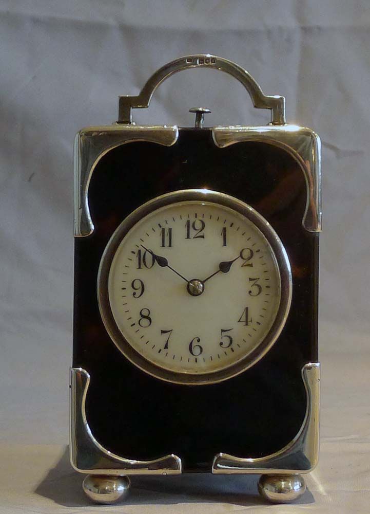 Antique silver mounted tortoiseshell carriage clock with strike and repeat - Gav...