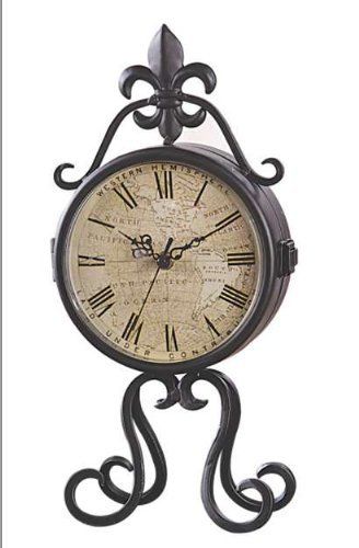Metal Mantle Clock 2-faced Fleur De Lis 14