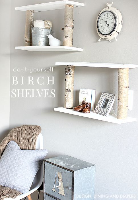 DIY Birch Shelves