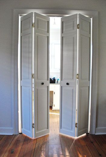 Bi-Fold doors to bathroom - space saver and newer options can withhold steam.