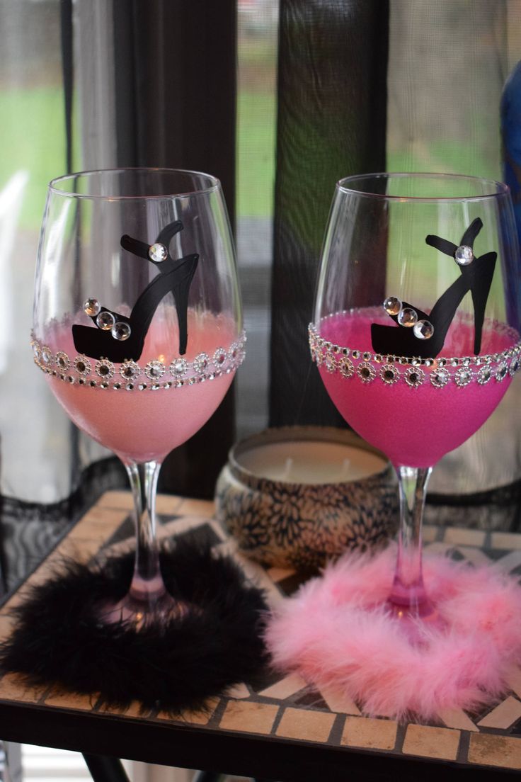 Bling high heel show wine glass Bridal Party glass