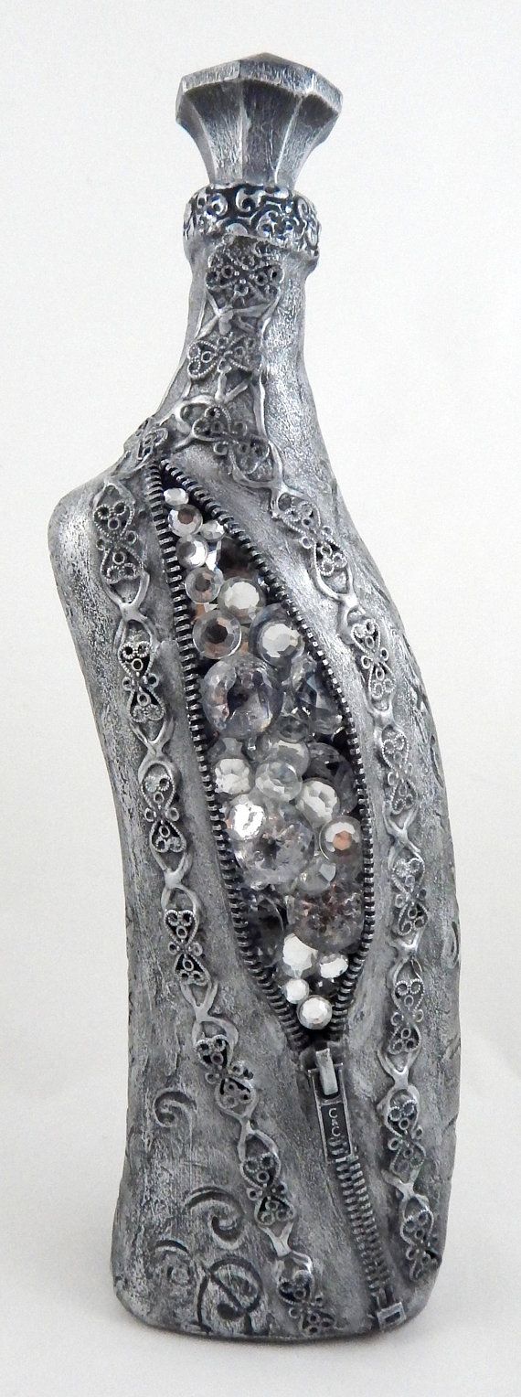 Silver and Black-Found Diamonds-Altered Bottle