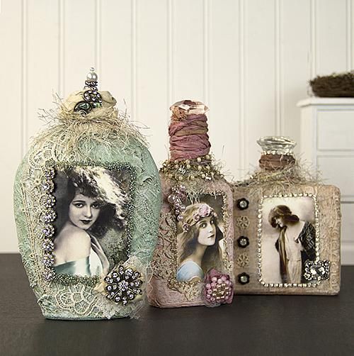 Vintage Altered Shabby Chic Bottles -- Add these shabby chic accents to bedroom ...